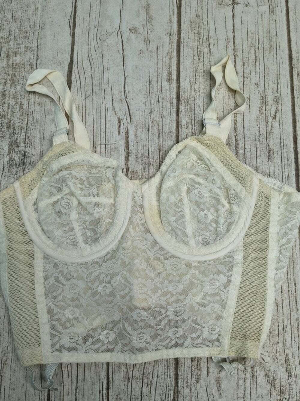 Vtg Gossard Flair 34B 1950's Bustier Cream Lace